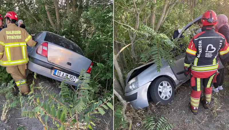 Balıkesir'de Otomobil Kaza Yaptı: Şarampole Yuvarlanan Araçta İki Kişi Yaralandı