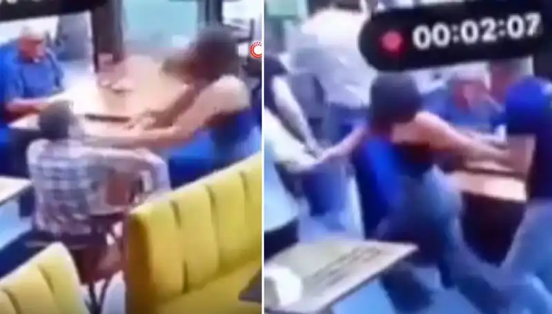 Garsona Şiddet! Tokat Sonrası Gelen Tekme Tokat Dayak Oluyor
